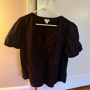 J. Crew Black Women's Eyelet Blouse
